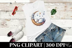 Baby Swan Sleeping Moon Stars Clipart Product Image 2