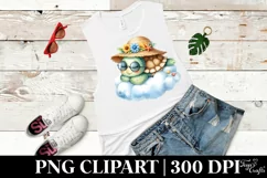 Baby Turtle Summer Cloud Watercolor Clipart Product Image 3