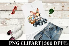 Easter Bunny Black Car Flower, Clipart |T-shirt, Mug PNG Product Image 6