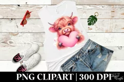 Cute Highland Cow Spring Love Flowers |T-shirt, Mug, Tumbler Product Image 1