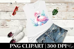Cute Flamingo Sleeping Watercolor Clipart Product Image 2