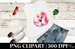 Cute Flamingo Sleeping Watercolor Clipart Product Image 2