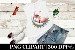 Cute Baby Flamingo Sleeping Christmas | Sublimation Clipart Product Image 2