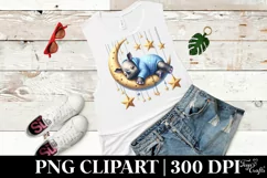 Vibrant Baby Rhino Sleeping on the Moon Product Image 2
