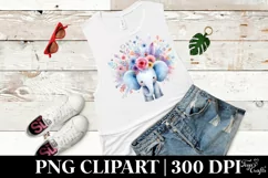 Summer Elephant Baby Watercolor Wimsical Clipart Product Image 3