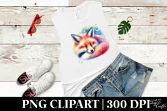 Vibrant Watercolor Pastel Fox | Sublimation | Clipart Product Image 2