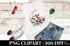 Baby Cow Boho Moon Floral Ornament Clipart Product Image 2