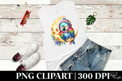 cute Baby Macaw Sleeping on the Moon Clipart Product Image 2