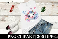 Vibrant Watercolor Cute Cow | Sublimation | Clipart Product Image 1