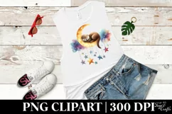 Vibrant Watercolor Otter Sleeping on the Moon | Sublimation Product Image 3