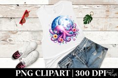 Vibrant Moonlight Octopus Clipart Product Image 1
