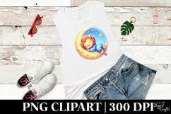 Baby Lion Sleeping on the Moon Fantasy Clipart Product Image 3