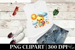 Cute Duckling Sun Rain Flower, Clipart |T-shirt, Mug PNG Product Image 6