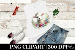 Watercolor Floral Frame Baby Lamb | Sublimation | Clipart Product Image 3