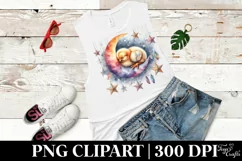 Baby Chicken Sleeping on Moon with Stars | Clipart Product Image 3