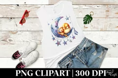 Baby Chicken Sleeping on Moon with Stars | Clipart Product Image 3