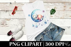 Whimsical Baby Seal on Moon with Stars | Clipart Product Image 3