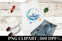 Whimsical Baby Seal on Moon with Stars | Clipart Product Image 3
