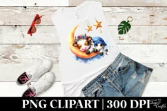 Baby Cow Sleeping on Moon with Stars | Clipart Product Image 1