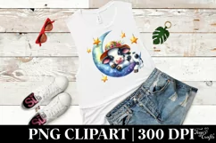 Baby Cow Sleeping on Moon with Stars | Clipart Product Image 3