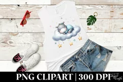 Cute Baby Hippo on Cloud with Stars | Clipart Product Image 3