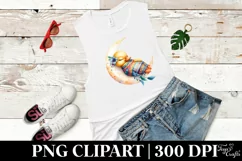 Vibrant Baby Duck Sleeping on Moon | Clipart Product Image 3