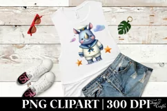 Vibrant Sailor Rhino Sleeping on Moon | Clipart Product Image 3