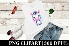 Vibrant Cute Zebra Watercolor Clipart Product Image 1