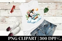 Cute Baby Penguin Summer Watercolor Clipart Product Image 1