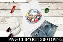 Baby Tiger Sleeping On the Moon with Flowers | Sublimation | Product Image 3