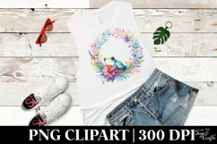 Vibrant Watercolor Pastel Whimsical Frog Floral Frame Product Image 3