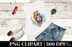 Vibrant Watercolor Boho Cute Baby Macaw Dressed for Summer Product Image 1