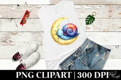 Vibrant Watercolor Baby Snail Sleeping on Moon Product Image 3
