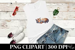 Vibrant Watercolor Pastel Tiger Sleeping on Moon with Product Image 3