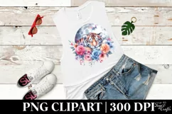 Vibrant Watercolor Pastel Tiger Sleeping on Moon with Product Image 3