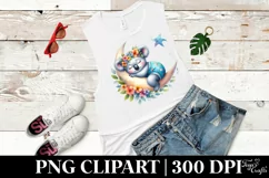 Vibrant Watercolor Whimsical Baby Koala Dressed for Summer Product Image 1