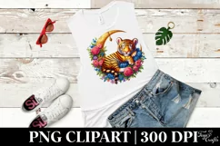 Vibrant Baby Tiger Sleeping on Moon Clipart Product Image 3