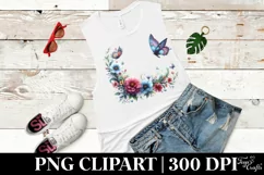 Butterfly Floral Frame in Watercolor | Clipart Product Image 3