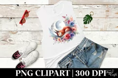 Vibrant Squirrel on Moon with Flowers Clipart Product Image 3