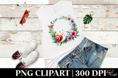 Watercolor Cute Baby Snail Floral Frame Product Image 3