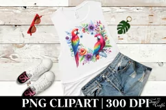 Vibrant Wimsical Parrot Floral Frame Watercolor Clipart Product Image 3