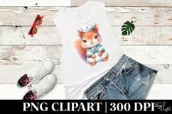 Vibrant Baby Squirrel Sailor Suit Watercolor Clipart Product Image 1