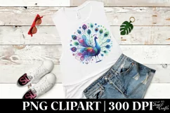 Vibrant Watercolor Wimsical Peacock | Clipart Product Image 3