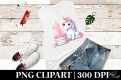Watercolor 1 Year Unicorn Birth Day Cake , Clipart |T-shirt, Product Image 5