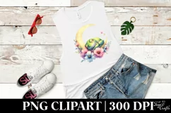 Cute Baby Frog on Moon with Flowers | Sublimation | Clipart Product Image 3