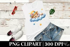 Baby Puppy Sleeping on Cloud | Sublimation | Clipart Product Image 1