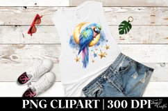 Pastel Macaw Sleeping on Moon | Sublimation | Clipart Product Image 3