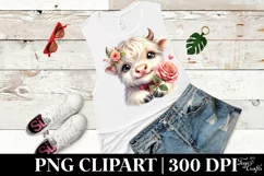 Cute Highland Cow Pink Rose Love Flowers |T-shirt, Mug, Tumb Product Image 6