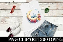 Vibrant Baby Dragonfly on Moon Clipart Product Image 1