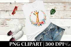 Watercolor Pastel Giraffe Floral Frame Clipart Product Image 1